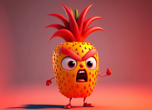 Cute pineapple, character cartoons illustration, bright colors
