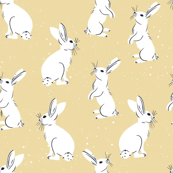 Sevimli tavşan Dikişsiz desen arka plan. Vektör düz sevimli polka noktaları şablon, basit en az örnek. kumaş ve kağıt tasarımı
