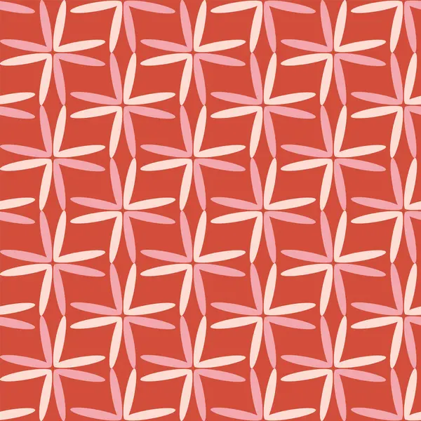 Geo retro çiçekler, İskandinav tasarımı, klasik çiçeksiz desen. Pembe geo çiçekleri