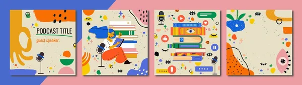Set of templates suitable for book, interview, conversational, artistic, psychological podcast and others. 
