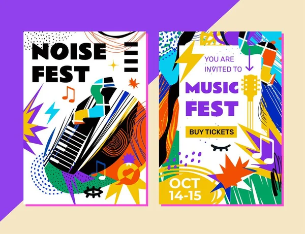Soyut Müzik Festivali Şablonu Modern Parlak Göz Alıcı Tasarım Poster — Stok Vektör