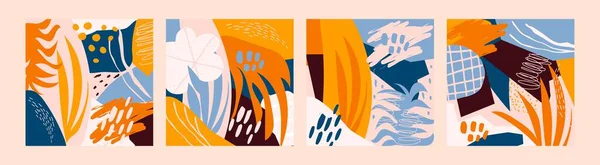 Elle çizilmiş organik şekiller, dokular ve grafik elementlerle modern vektör kolajları. Moda modern tasarım baskı, sosyal ağlar, afişler, davetiyeler, marka tasarımı, kapaklar için mükemmeldir