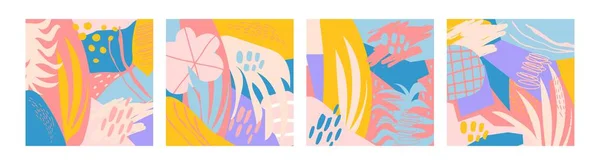 Elle çizilmiş organik şekiller, dokular ve grafik elementlerle modern vektör kolajları. Moda modern tasarım baskı, sosyal ağlar, afişler, davetiyeler, marka tasarımı, kapaklar için mükemmeldir