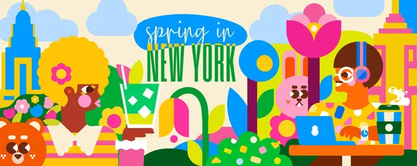 İlkbaharda New York 'ta kendinizi bu canlı resimle daldırın. Şehrin enerjisini insanlar arasında hisset, yeşil park ve ünlü gökdelenler arasında.
