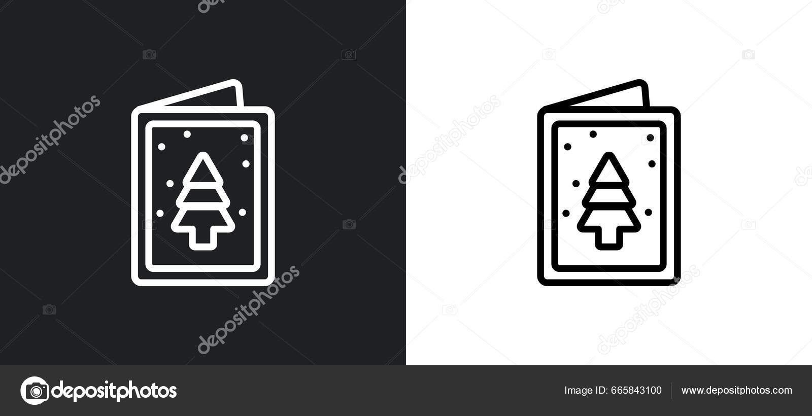 Christmas Card Outline Icon White Black Colors Christmas Card Flat