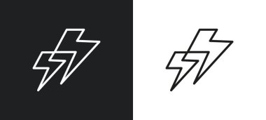 Şimşek çizgisi simgesi beyaz ve siyah renklerde. Web, mobil uygulamalar ve ui için hava durumu koleksiyonundan yıldırım yassı vektör simgesi.