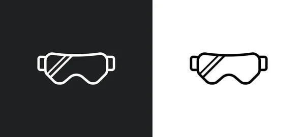 Snow Goggle Outline Icon White Black Colors Snow Goggle Flat — Stock Vector