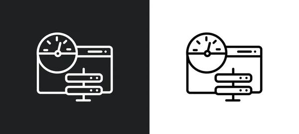 Bandwidth Outline Icon White Black Colors Bandwidth Flat Vector Icon — Stock Vector