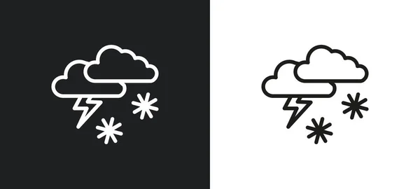 Gewitterschnee Umreißt Das Symbol Weißen Und Schwarzen Farben Gewitterschnee Flache — Stockvektor