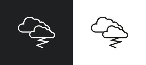 Thunderstorm Outline Icon White Black Colors Thunderstorm Flat Vector Icon — Stock Vector