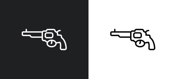 左轮手枪用白色和黑色勾画出图标 左轮转平面矢量图标从武器收集为Web 移动应用程序和Ui — 图库矢量图片