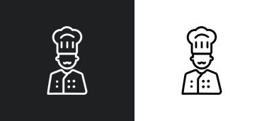 pastry chef outline icon in white and black colors. pastry chef flat vector icon from user collection for web, mobile apps and ui. clipart