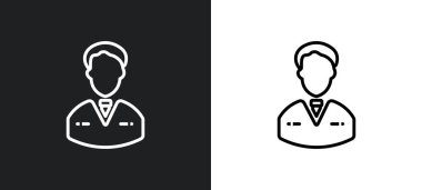 İş adamı evrak çantası simgesi beyaz ve siyah renklerde. Web, mobil uygulamalar ve ui için kullanıcı koleksiyonundan iş adamı evrak çantası düz vektör simgesi.