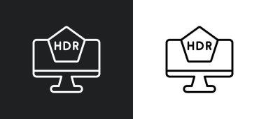 yüksek dinamik aralık görüntüleme simgesi beyaz ve siyah renklerde. Web, mobil uygulamalar ve ui için nihai glyphicons koleksiyonundan yüksek dinamik aralık görüntüleme düz vektör simgesi.