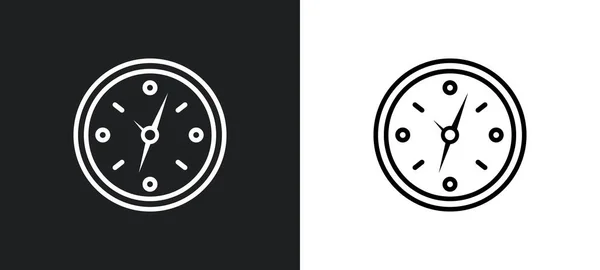 Wall Clock Outline Icon White Black Colors Wall Clock Flat — Stock Vector