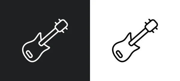 Ikona Gitary Elektrycznej Kolorze Białym Czarnym Elektryczna Gitara Płaska Wektor — Wektor stockowy