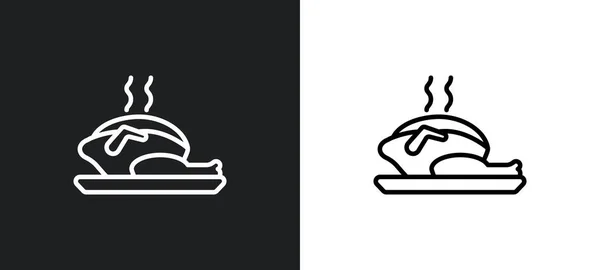 烤火鸡轮廓图标白色和黑色 来自美国的烤火鸡平面矢量图标 用于Web 移动应用程序和Ui — 图库矢量图片