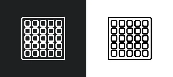 Иконка Контура Квадратной Сетки Белого Черного Цветов Квадратная Сетка Плоский — стоковый вектор