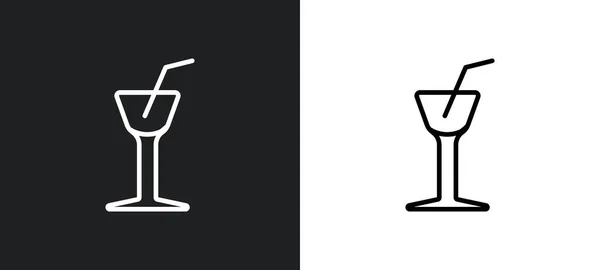 Cocktail Glass Outline Icon White Black Colors Cocktail Glass Flat — Stock Vector