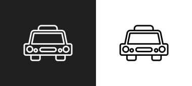 taxi fron view outline icon in white and black colors. taxi fron view flat vector icon from ultimate glyphicons collection for web, mobile apps and ui. clipart