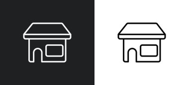 Marketin ana hatları beyaz ve siyah renklerde. Web, mobil uygulamalar ve ui için nihai glyphicons koleksiyonundan bakkaliye düz vektör simgesi.