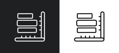 Basit grafik arayüzü ana hatları simgesi beyaz ve siyah renklerde. Web, mobil uygulamalar ve ui için kullanıcı arayüzü koleksiyonundan basit grafik arayüzü düz vektör simgesi.