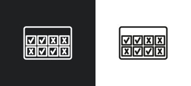 comparision table outline icon in white and black colors. comparision table flat vector icon from user interface collection for web, mobile apps and ui. clipart
