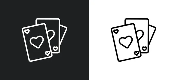 Drei Karten Umreißen Das Symbol Weißen Und Schwarzen Farben Drei — Stockvektor