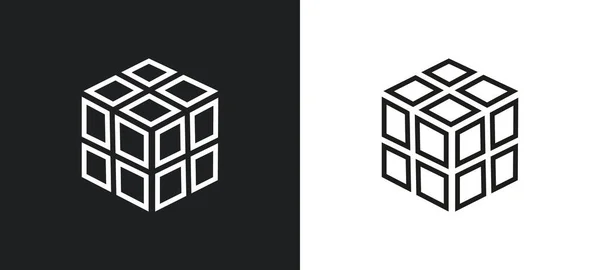 Cubo Quadrados Delinear Ícone Cores Brancas Pretas Cubo Quadrados Ícone —  Vetores de Stock