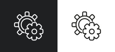 Video düğmesi ana hatlarını beyaz ve siyah renklerle oynat. Web, mobil uygulamalar ve ui için kullanıcı arayüzü koleksiyonundan video düğmesi düz vektör simgesi oynat.