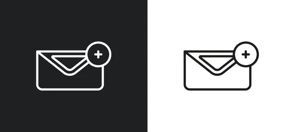Nieuwe Mail Gevulde Enveloppe Omtrek Pictogram Witte Zwarte Kleuren Nieuwe — Stockvector