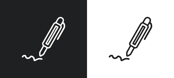 Pen Filled Writing Tool Outline Icon White Black Colors Pen — Stock Vector