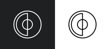 Renk dairesi ana hatları simgesi beyaz ve siyah renklerde. Web, mobil uygulamalar ve ui için kullanıcı arayüzü koleksiyonundan renk çemberi düz vektör simgesi.