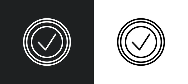 Tick Mark Outline Icon White Black Colors Tick Mark Flat — Stock Vector
