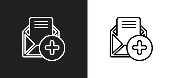 Nuova Icona Contorno Busta Email Nei Colori Bianco Nero Nuova — Vettoriale Stock