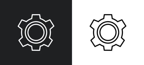 Tings Cogwheel Przycisk Zarys Ikona Kolorze Białym Czarnym Tings Cogwheel — Wektor stockowy