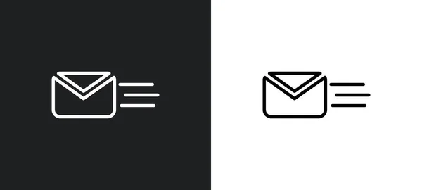 Email Enveloppe Button Outline Icoon Witte Zwarte Kleuren Mail Enveloppe — Stockvector