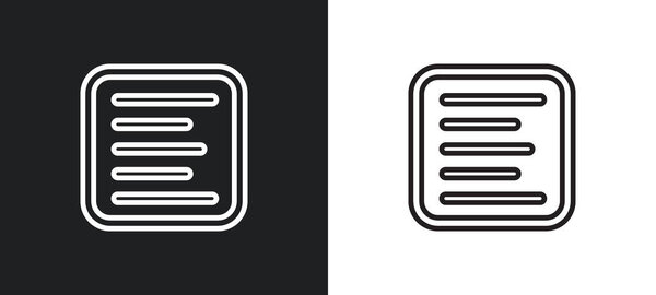 значок контура левой стороны выравнивания белыми и черными цветами. левая сторона выравнивания плоский вектор значок из коллекции пользовательского интерфейса для веб, мобильных приложений и ui.