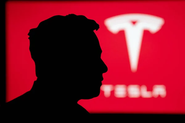New York Usa Oktober 2022 Silhouette Von Elon Musk Porträt — Stockfoto