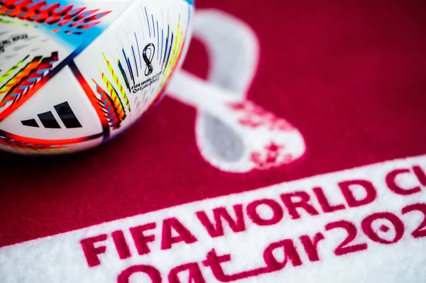 Qatar Doha Oktober 2022 Officiële Adidas World Cup Voetbal Bal — Stockfoto