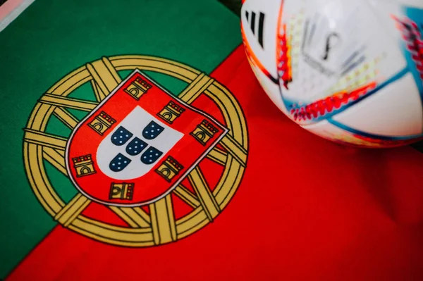 Qatar Doha October 2022 Portugal Flag Official Adidas World Cup — Stock Photo, Image