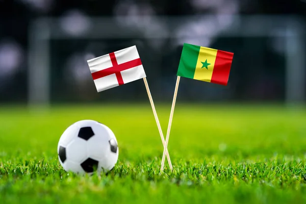England Senegal Eight Final Last Football Match Handmade National Flags — Stock Photo, Image