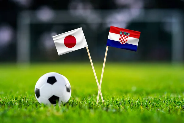 Japan Croatia Eight Final Last Football Match Handmade National Flags — Stock Photo, Image