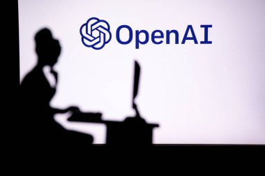 JAPAN, TOKYO. JANUARY 30, 2023: Open AI. Women in Tech: Solo Software Developer Silhouette with Company Logo in Background