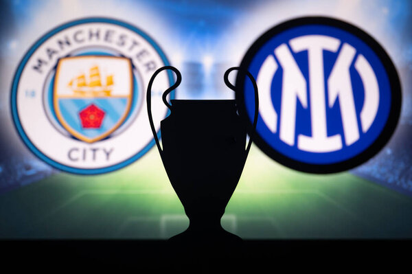 ISTANBUL, TURKEY, MAY 31, 2023: Football Showdown in Istanbul: Manchester City (ENG) Takes on Inter Milan (ITA) in UEFA Champions League Final 2023 at Ataturk Olympic Stadium