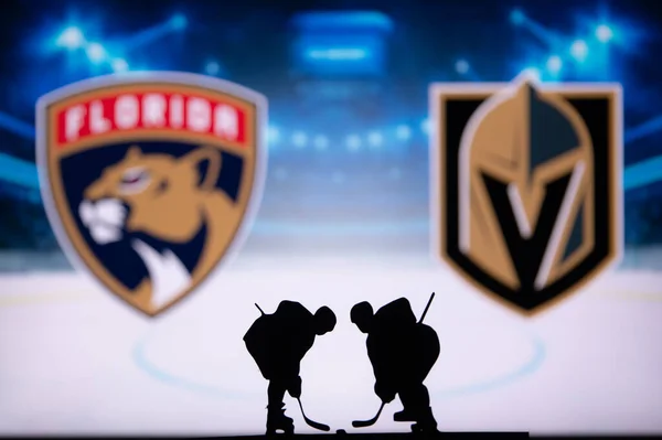 stock image FLORIDA, USA, MAY 31, 2023: The Quest for NHL Supremacy: Stanley Cup Finals Wallpaper featuring Florida Panthers vs. Vegas Golden Knights