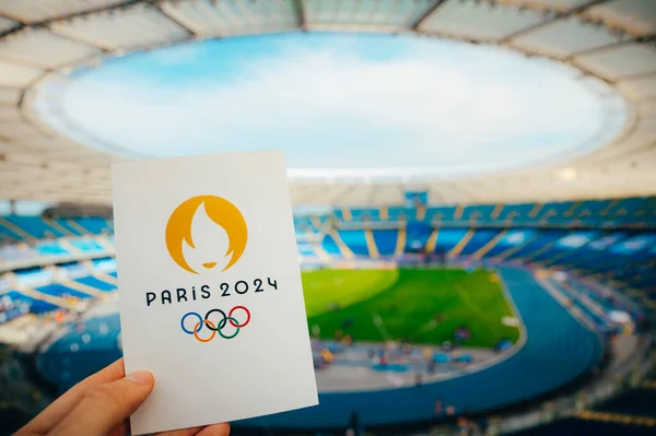 Paris France Temmuz 2023 Paris 2024 Yaz Olimpiyatları Nın Ikonu — Stok fotoğraf