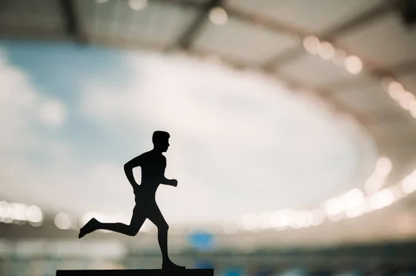 Silhouette Male Athlete Endurance Runner Thriving Enchanting Evening Light Modern — Stock Photo, Image