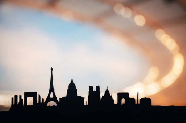 Paris Unveiled Captivating Silhouette Iconic Landmarks Embracing Spirit 2024 Sports — Stock Photo, Image