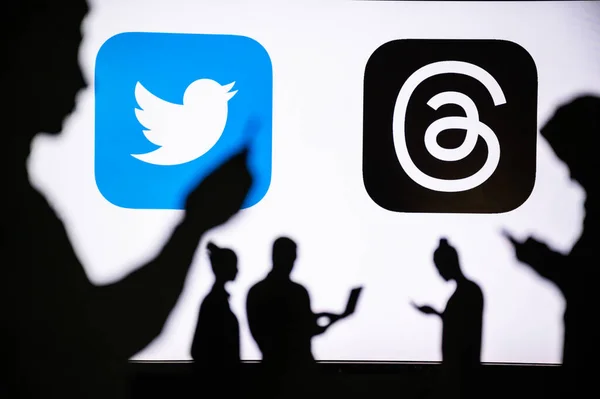 Kalifornien Vereinigte Staaten Juli 2023 Threads App Und Twitter App — Stockfoto